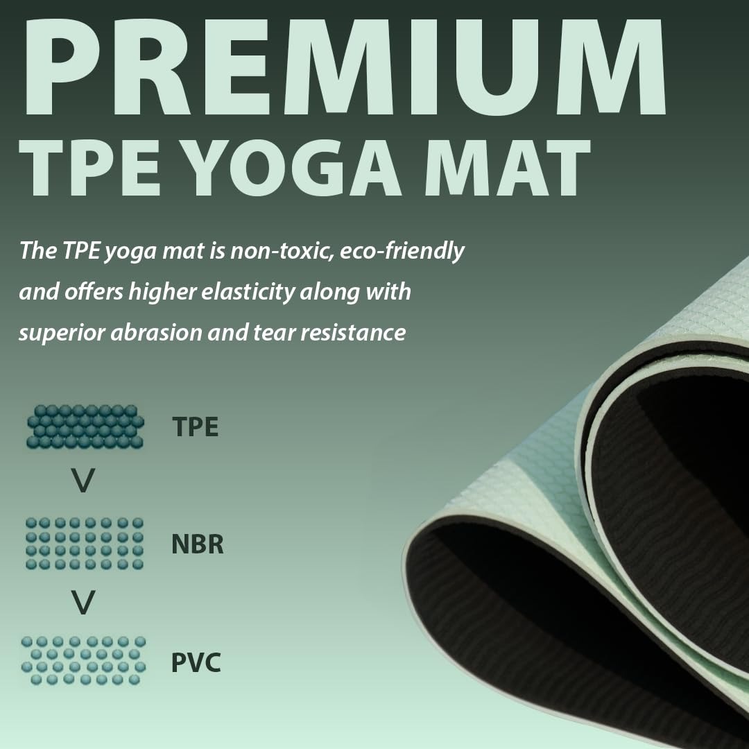 HealthSense Yoga Mat for Women & Men | Exercise Gym Mat for Home Workout with Carry Rope, NBR Material, Anti-Slip Design, 6mm Thick, Dual Color – YM 602 (Black & Grey) - Image 4